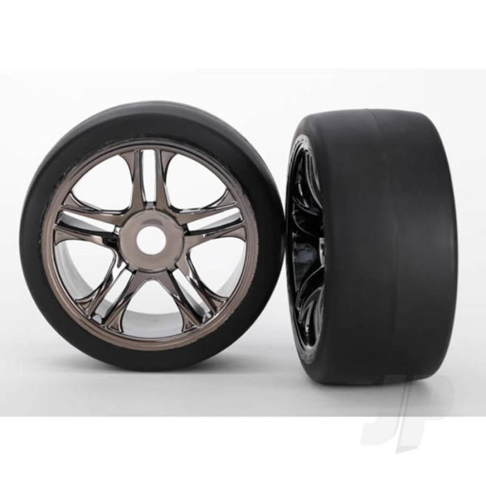 Traxxas Black Chrome, Split-Spoke Wheels And Slick (TRX6479) Traxxas Black Chrome, Split-Spoke Wheels And Slick (TRX6479)