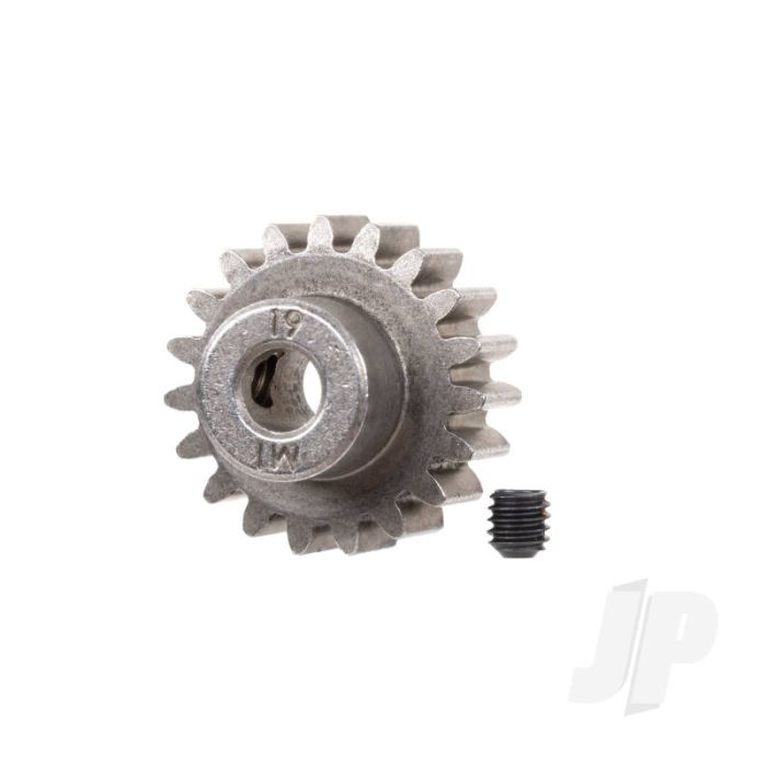 Traxxas Gear, 19-T Pinion (1.0 Metric Pitch) (Fits 5Mm Shaft)/ Set Screw (For Use Only With Steel Spur Gears) (TRX6480X) Traxxas Gear, 19-T Pinion (1.0 Metric Pitch) (Fits 5Mm Shaft)/ Set Screw (For Use Only With Steel Spur Gears) (TRX6480X)