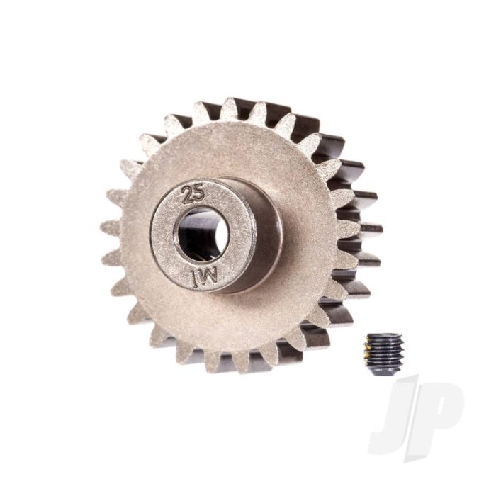 Traxxas Gear, 25-T Pinion (1.0 Metric Pitch) (Fits 5Mm Shaft)/ Set Screw (For Use Only With Steel Spur Gears) (TRX6492X) Traxxas Gear, 25-T Pinion (1.0 Metric Pitch) (Fits 5Mm Shaft)/ Set Screw (For Use Only With Steel Spur Gears) (TRX6492X)