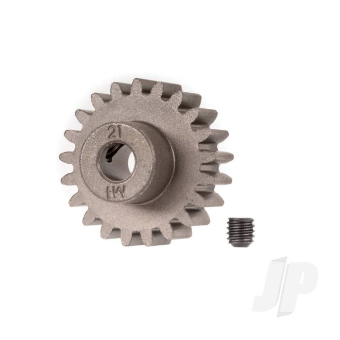 Traxxas Gear, 21-T Pinion (1.0 Metric Pitch) (Fits 5Mm Shaft)/ Set Screw (For Use Only With Steel Spur Gears) (TRX6493X) Traxxas Gear, 21-T Pinion (1.0 Metric Pitch) (Fits 5Mm Shaft)/ Set Screw (For Use Only With Steel Spur Gears) (TRX6493X)