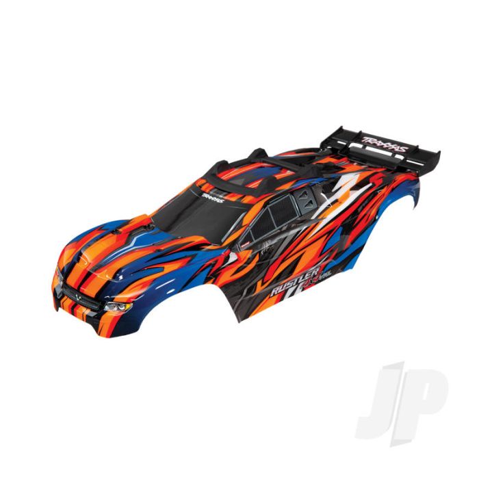 Traxxas Body, Rustler 4X4 Vxl, Orange/ Window, Grille, Lights Decal Sheet (Assembled With Front & Rear Body Mounts And Rear Body Support For Clipless Mounting) (TRX6717T) Traxxas Body, Rustler 4X4 Vxl, Orange/ Window, Grille, Lights Decal Sheet (Assembled With Front & Rear Body Mounts And Rear Body Support For Clipless Mounting) (TRX6717T)