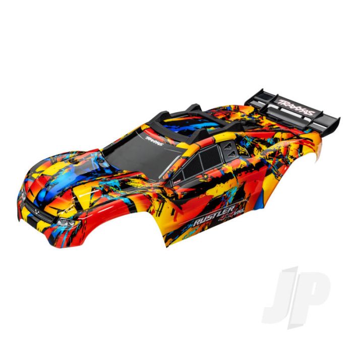 Traxxas Body, Rustler 4X4 Vxl, Solar Flare (Painted, Decals Applied) (Assembled With Front & Rear Body Mounts And Rear Body Support For Clipless Mounting) (TRX6718R) Traxxas Body, Rustler 4X4 Vxl, Solar Flare (Painted, Decals Applied) (Assembled With Front & Rear Body Mounts And Rear Body Support For Clipless Mounting) (TRX6718R)