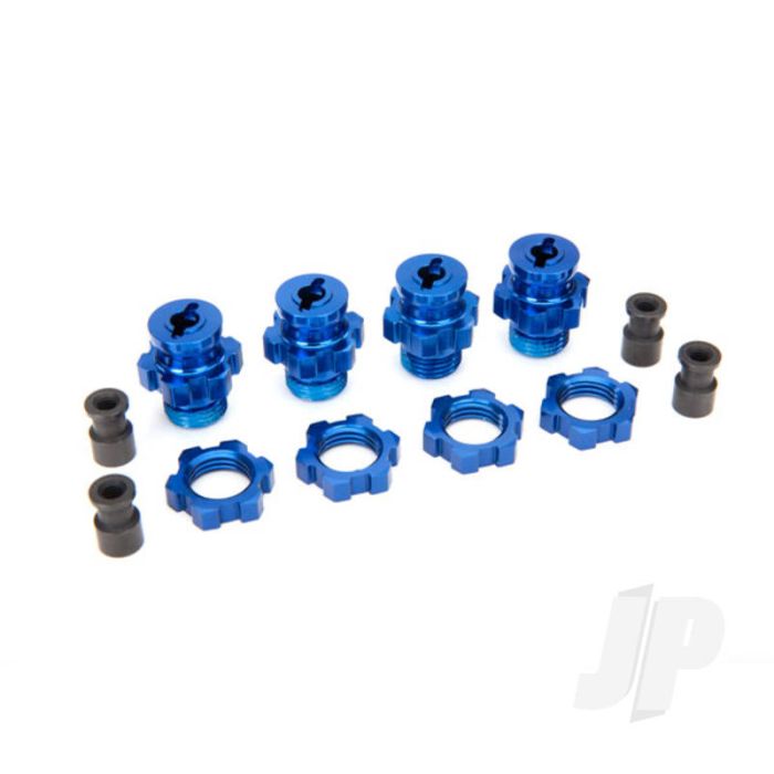 Traxxas Wheel Hubs, Splined, 17Mm, Short (4 Pcs) / Wheel Nuts, Splined, 17Mm (4 Pcs) (Blue-Anodised) / Hub Retainer M4 X 0.7 (4 Pcs) / Axle Pin (4 Pcs) / Wrench, 5Mm (TRX6856X) Traxxas Wheel Hubs, Splined, 17Mm, Short (4 Pcs) / Wheel Nuts, Splined, 17Mm (4 Pcs) (Blue-Anodised) / Hub Retainer M4 X 0.7 (4 Pcs) / Axle Pin (4 Pcs) / Wrench, 5Mm (TRX6856X)