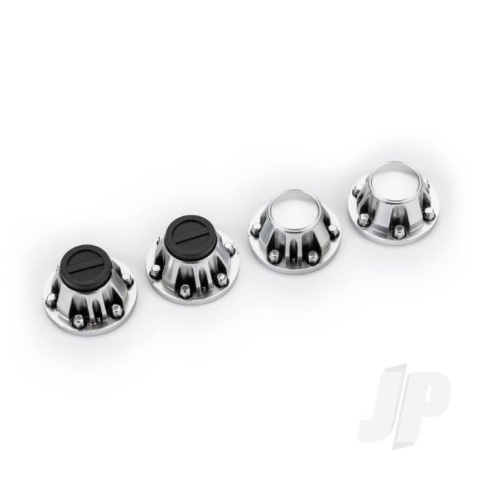 Traxxas Center Caps, Wheel (Satin Chrome) (4) (Requires #8255A Extended Thread Stub Axle) (TRX8152) Traxxas Center Caps, Wheel (Satin Chrome) (4) (Requires #8255A Extended Thread Stub Axle) (TRX8152)