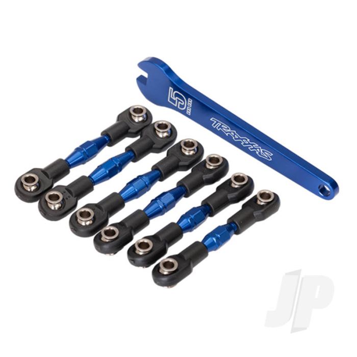 Traxxas Turnbuckles, Aluminium (Blue-Anodised), Camber Links, 32Mm (Front) (2 Pcs) / Camber Links, 28Mm (Rear) (2 Pcs) / Toe Links, 34Mm (2 Pcs) / Aluminium Wrench (TRX8341X) Traxxas Turnbuckles, Aluminium (Blue-Anodised), Camber Links, 32Mm (Front) (2 Pcs) / Camber Links, 28Mm (Rear) (2 Pcs) / Toe Links, 34Mm (2 Pcs) / Aluminium Wrench (TRX8341X)