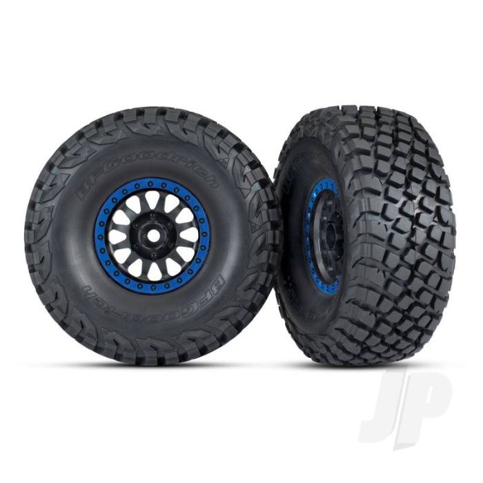 Traxxas Tyres And Wheels, Assembled, Glued (Method Racing Wheels, Black With Blue Beadlock, Bfgoodrich Baja Kr3 Tyres) (2) (TRX8474X) Traxxas Tyres And Wheels, Assembled, Glued (Method Racing Wheels, Black With Blue Beadlock, Bfgoodrich Baja Kr3 Tyres) (2) (TRX8474X)