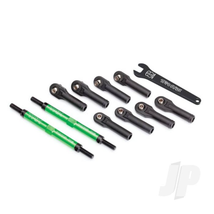 Traxxas Toe Links, E-Revo Vxl (Tubes Green-Anodised, 7075-T6 Aluminium, Stronger Than Titanium) (144Mm) (2 Pcs) / Rod Ends, Assembled With Steel Hollow Balls (8 Pcs) / Aluminium Wrench, 10Mm (1Pc) (TRX8638G) Traxxas Toe Links, E-Revo Vxl (Tubes Green-Anodised, 7075-T6 Aluminium, Stronger Than Titanium) (144Mm) (2 Pcs) / Rod Ends, Assembled With Steel Hollow Balls (8 Pcs) / Aluminium Wrench, 10Mm (1Pc) (TRX8638G)