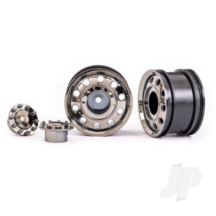 Traxxas Wheels, Trx-6 Big Rig 2.2In (Black Chrome) (Front) (2)/ Centre Caps (Black Chrome) (2) (TRX8876) Traxxas Wheels, Trx-6 Big Rig 2.2In (Black Chrome) (Front) (2)/ Centre Caps (Black Chrome) (2) (TRX8876)