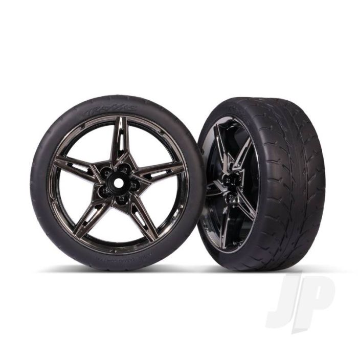 Traxxas Tyres And Wheels, Assembled, Glued (Split-Spoke Black Chrome Wheels, 1.9' Response Tyres) (Front) (2) (TRX9370) Traxxas Tyres And Wheels, Assembled, Glued (Split-Spoke Black Chrome Wheels, 1.9' Response Tyres) (Front) (2) (TRX9370)