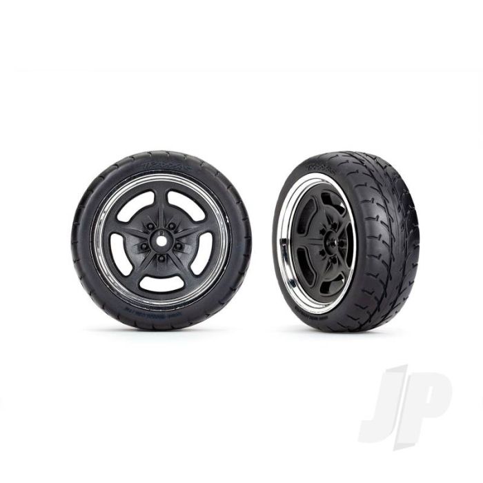 Traxxas Tyres And Wheels, Assembled, Glued (Black With Chrome Wheels, 1.9' Response Tyres) (Front) (2) (TRX9372) Traxxas Tyres And Wheels, Assembled, Glued (Black With Chrome Wheels, 1.9' Response Tyres) (Front) (2) (TRX9372)