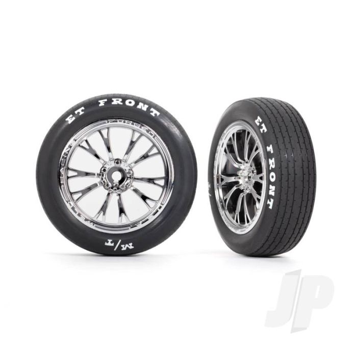 Traxxas Tyres & Wheels, Assembled, Glued (Weld Chrome Wheels, Tyres, Foam Inserts) (Front) (2) (TRX9474R) Traxxas Tyres & Wheels, Assembled, Glued (Weld Chrome Wheels, Tyres, Foam Inserts) (Front) (2) (TRX9474R)