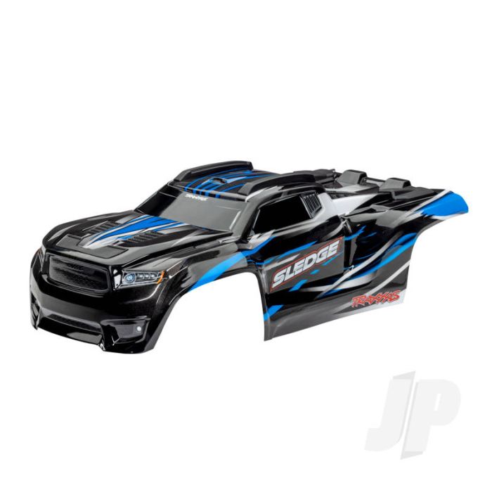Traxxas Body, Sledge, Blue / Window, Grille, Lights Decal Sheet (Assembled With Front & Rear Body Mounts And Rear Body Support For Clipless Mounting) (TRX9511A) Traxxas Body, Sledge, Blue / Window, Grille, Lights Decal Sheet (Assembled With Front & Rear Body Mounts And Rear Body Support For Clipless Mounting) (TRX9511A)