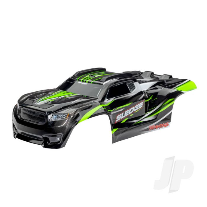 Traxxas Body, Sledge, Green / Window, Grille, Lights Decal Sheet (Assembled With Front & Rear Body Mounts And Rear Body Support For Clipless Mounting) (TRX9511G) Traxxas Body, Sledge, Green / Window, Grille, Lights Decal Sheet (Assembled With Front & Rear Body Mounts And Rear Body Support For Clipless Mounting) (TRX9511G)
