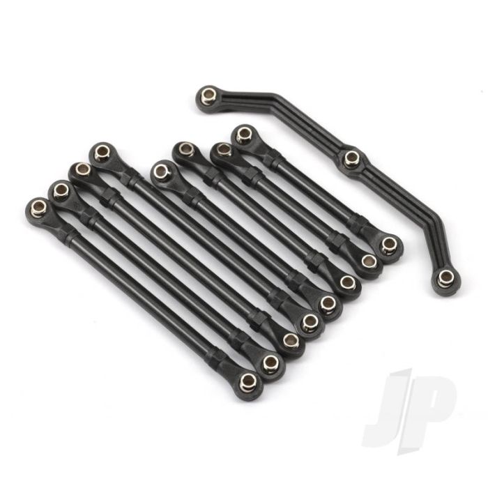 Traxxas Suspension Link Set, Complete (Front & Rear) (Includes Steering Link (1), Front Lower Links (2), Front Upper Links (2), Rear Lower Links (4)) (Assembled With Rod Ends And Hollow Balls) (TRX9742R) Traxxas Suspension Link Set, Complete (Front & Rear) (Includes Steering Link (1), Front Lower Links (2), Front Upper Links (2), Rear Lower Links (4)) (Assembled With Rod Ends And Hollow Balls) (TRX9742R)