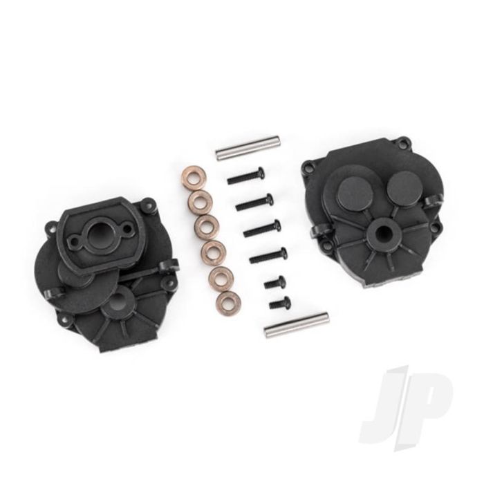 Traxxas Gearbox Housing (Front & Rear)/ 2X4Mm Bcs (With Threadlock) (2)/ 2X8Mm Bcs (4)/ 3X16Mm Pins (2) (TRX9747) Traxxas Gearbox Housing (Front & Rear)/ 2X4Mm Bcs (With Threadlock) (2)/ 2X8Mm Bcs (4)/ 3X16Mm Pins (2) (TRX9747)