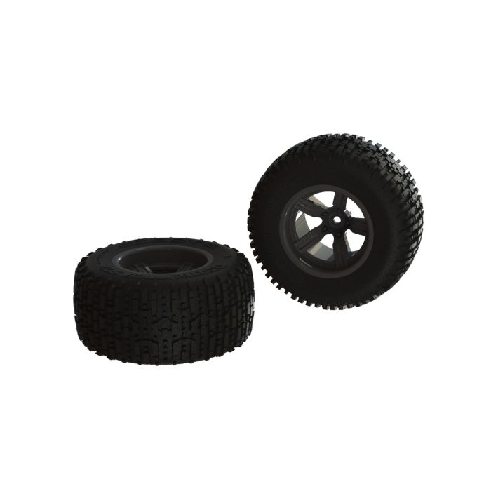 Arrma Dirtrunner ST Rear Tire Set Glued Black (2) Arrma Dirtrunner ST Rear Tire Set Glued Black (2)