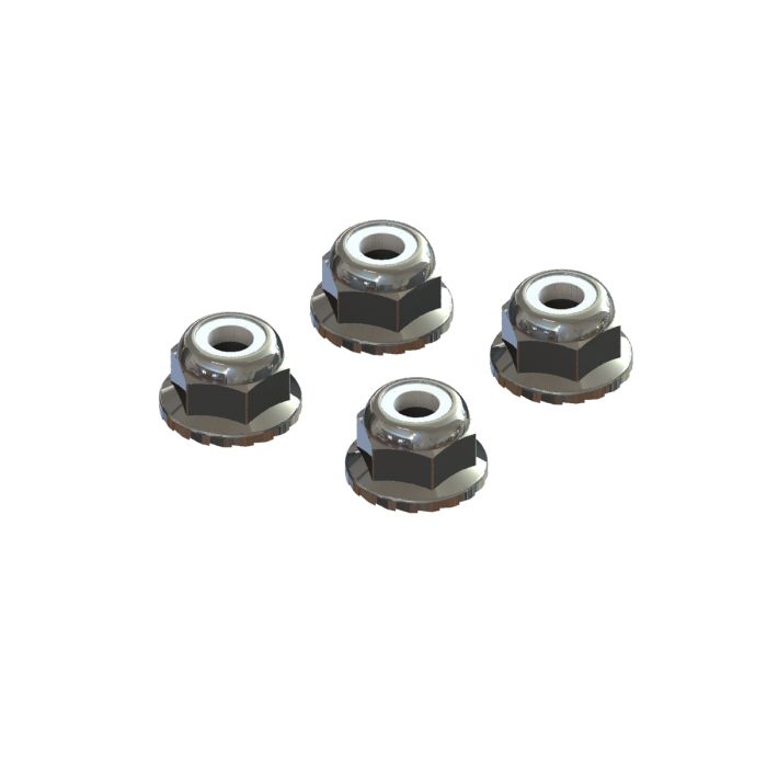 Arrma Flanged Nyloc Locknut 4mm Silver (4) Arrma Flanged Nyloc Locknut 4mm Silver (4)