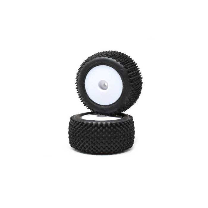 Losi Pin Tires, Rear, Mounted, White (2): Mini-T 2.0 (Z-LOS41013) Losi Pin Tires, Rear, Mounted, White (2): Mini-T 2.0 (Z-LOS41013)