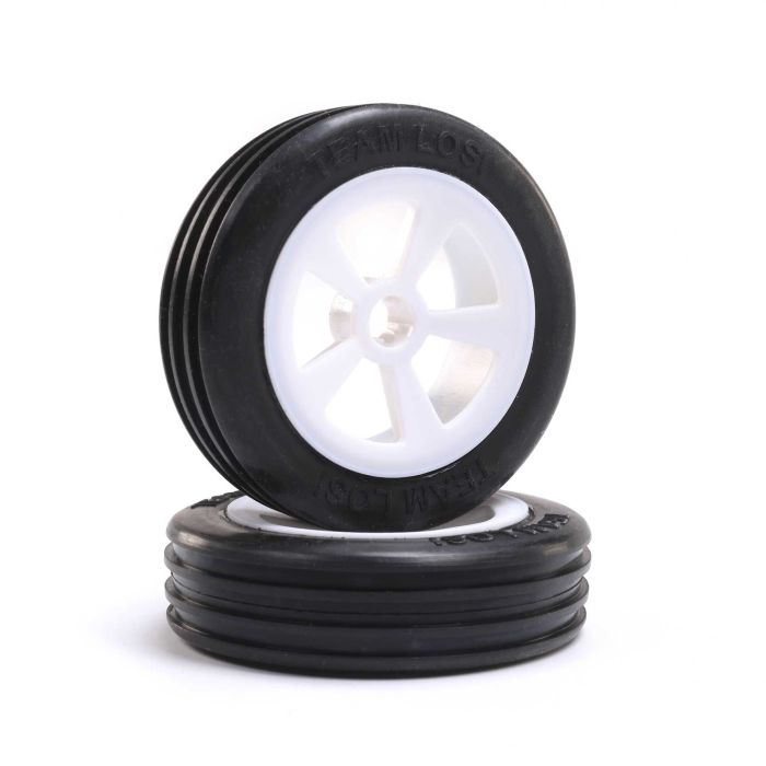 Losi Rib Front Tires, Mounted, White (2): Mini JRX2 (Z-LOS41021) Losi Rib Front Tires, Mounted, White (2): Mini JRX2 (Z-LOS41021)