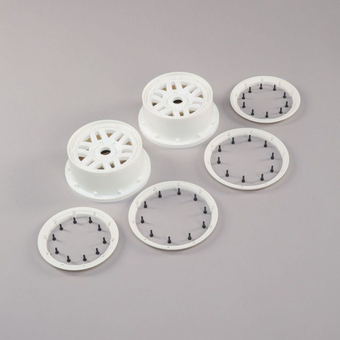 Losi Wheel & Beadlock Set, White (2): 5ive-T 2.0 (Z-LOS45026) Losi Wheel & Beadlock Set, White (2): 5ive-T 2.0 (Z-LOS45026)