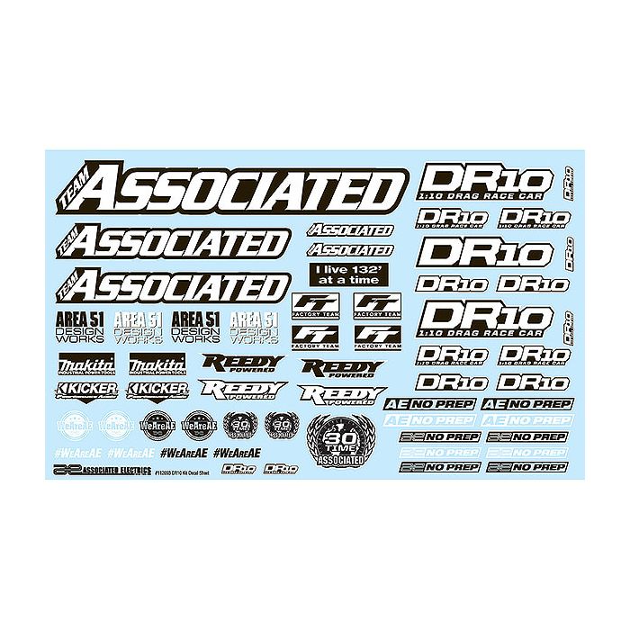 Team Associated DR10 Decal Sheet (AS71089) Team Associated DR10 Decal Sheet (AS71089)