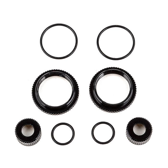 Team Associated 13mm Shock Collar And Seal Retainer Set, Black Aluminium (AS91929) Team Associated 13mm Shock Collar And Seal Retainer Set, Black Aluminium (AS91929)