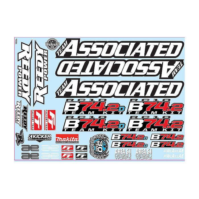 Team Associated RC10B74.2 Decal Sheet (AS92356)