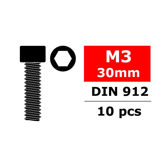 Corally Steel Screws M3 X 30mm Hex Socket Head 10 Pc (C-3001-30-30) Corally Steel Screws M3 X 30mm Hex Socket Head 10 Pc (C-3001-30-30)