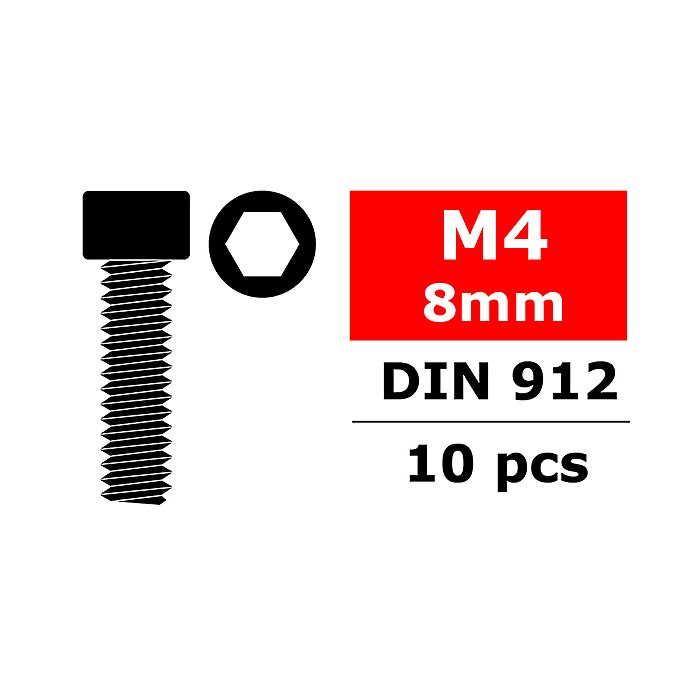 Corally Steel Screws M4 X 8mm Hex Socket Head 10 Pcs (C-3001-40-08)