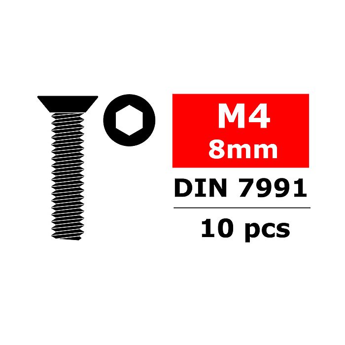 Corally Steel Screws M4 X 8mm Hex Flat Head 10 Pcs (C-3002-40-08) Corally Steel Screws M4 X 8mm Hex Flat Head 10 Pcs (C-3002-40-08)