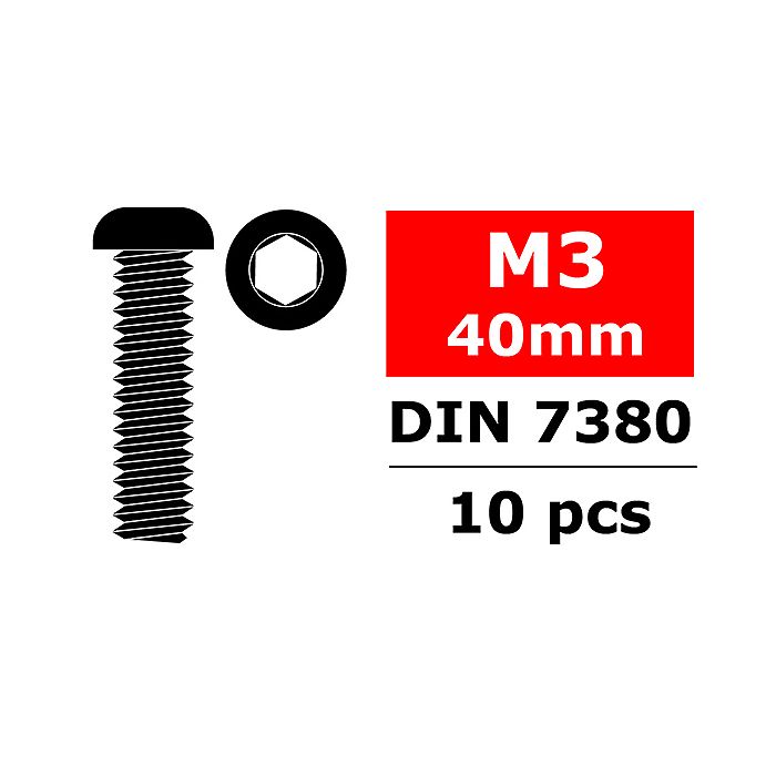 Corally Hex Button Head Screw M3X40 Steel 10 Pcs (C-3003-30-40) Corally Hex Button Head Screw M3X40 Steel 10 Pcs (C-3003-30-40)