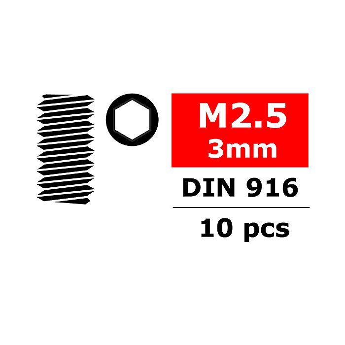 Corally Steel Set Screws M2.5 X 3mm Hex 10 Pcs (C-3004-25-03) Corally Steel Set Screws M2.5 X 3mm Hex 10 Pcs (C-3004-25-03)