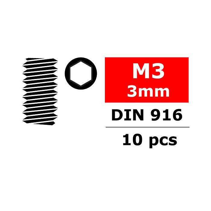 Corally Steel Set Screws M3 X 3mm Hex 10 Pcs (C-3004-30-03) Corally Steel Set Screws M3 X 3mm Hex 10 Pcs (C-3004-30-03)