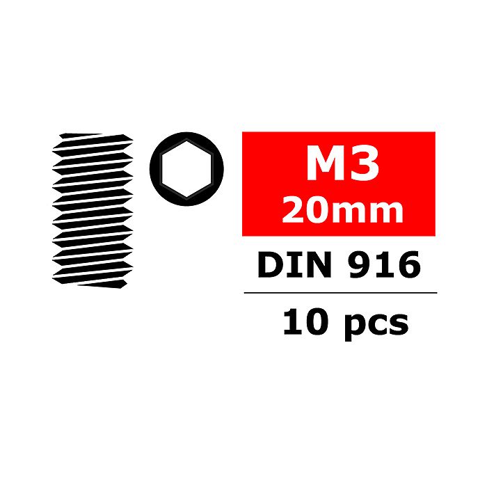 Corally Steel Set Screws M3 X 20mm Hex 10 Pcs (C-3004-30-20) Corally Steel Set Screws M3 X 20mm Hex 10 Pcs (C-3004-30-20)
