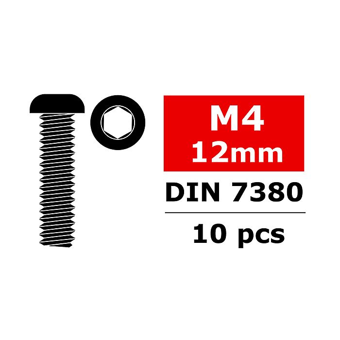 Corally Steel Screws M4 X 12mm Hex Button Head 10 Pcs (C-30113)