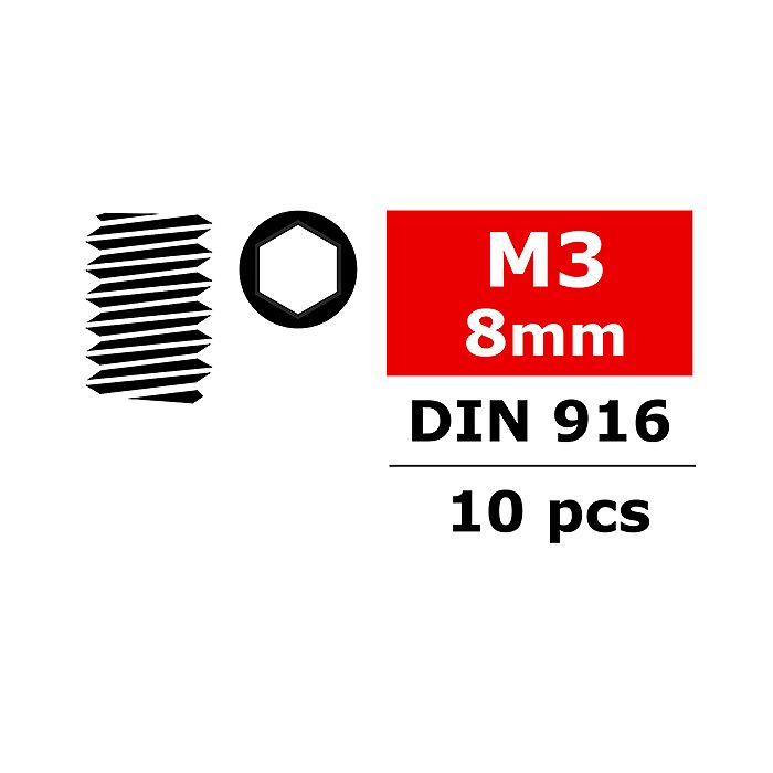 Corally Steel Set Screws M3 X 8mm Hex 10 Pcs (C-30152) Corally Steel Set Screws M3 X 8mm Hex 10 Pcs (C-30152)