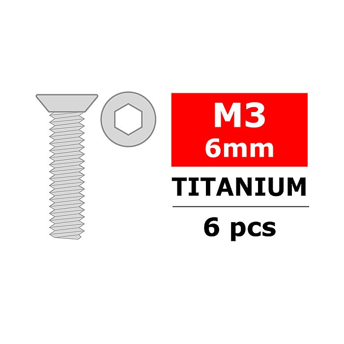 Corally Titanium Screws M3 X 6mm Hex Flat Head 6 Pcs (C-3022-30-06) Corally Titanium Screws M3 X 6mm Hex Flat Head 6 Pcs (C-3022-30-06)