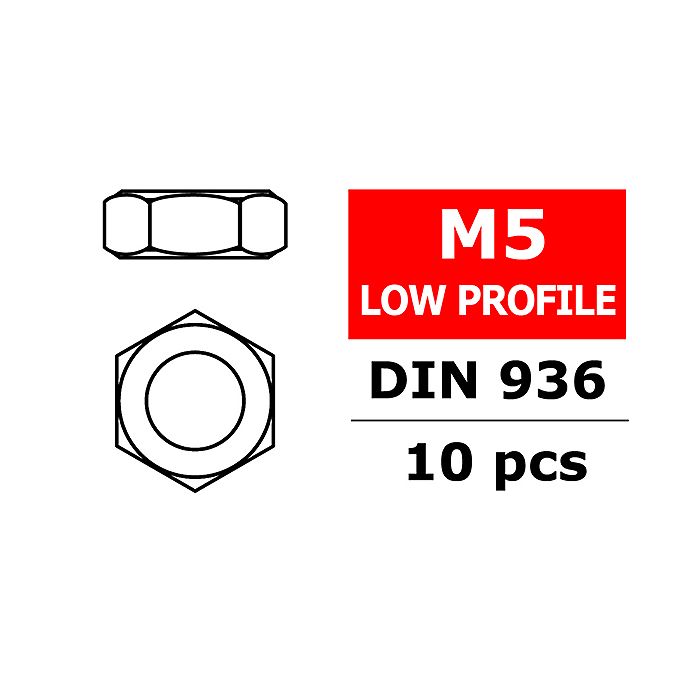 Corally Low Profile Nut M5 10 Pcs (C-3104-50) Corally Low Profile Nut M5 10 Pcs (C-3104-50)