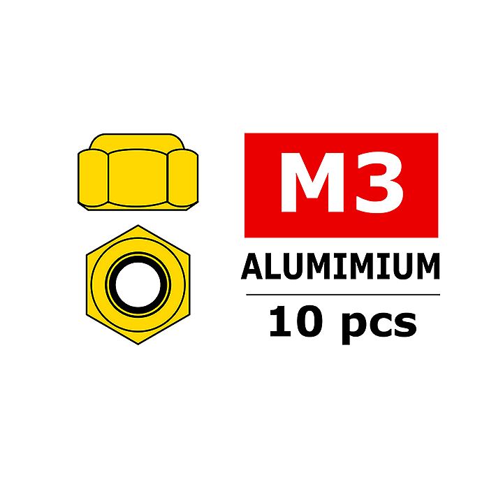 Corally Aluminium Nylstop Nut M3 Gold 10 Pcs (C-3106-30-0) Corally Aluminium Nylstop Nut M3 Gold 10 Pcs (C-3106-30-0)