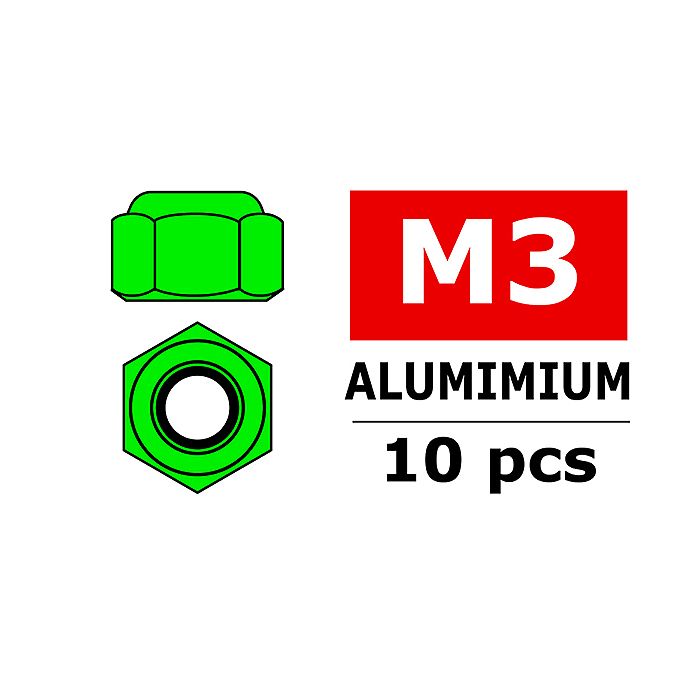 Corally Aluminium Nylstop Nut M3 Green 10 Pcs (C-3106-30-1) Corally Aluminium Nylstop Nut M3 Green 10 Pcs (C-3106-30-1)