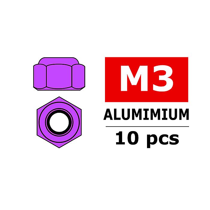 Corally Aluminium Nylstop Nut M3 Purple 10 Pcs (C-3106-30-2) Corally Aluminium Nylstop Nut M3 Purple 10 Pcs (C-3106-30-2)