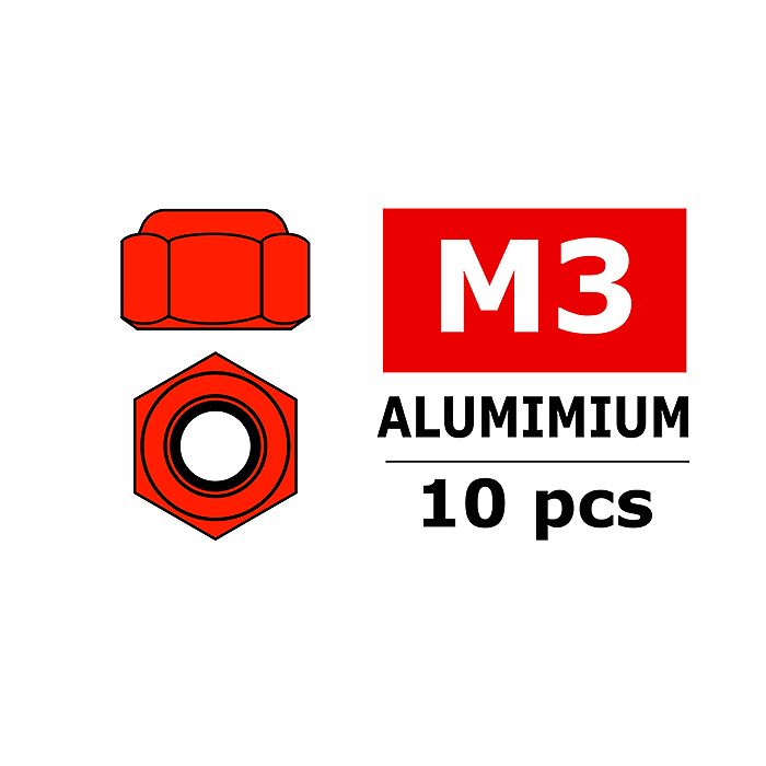 Corally Aluminium Nylstop Nut M3 Red 10 Pcs (C-3106-30-5) Corally Aluminium Nylstop Nut M3 Red 10 Pcs (C-3106-30-5)