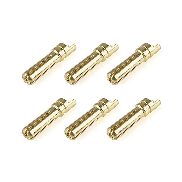 Corally Bullit Connector 4.0mm Male Solid Type Gold Plated Ultra Low Resistance Wire Straight 6Pcs (C-50152)