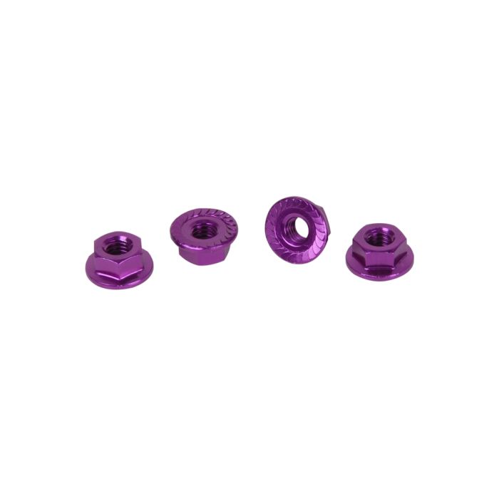 Core RC - Serrated Alloy M4 Nuts; Violet pk 4 (CR036) Core RC - Serrated Alloy M4 Nuts; Violet pk 4 (CR036)