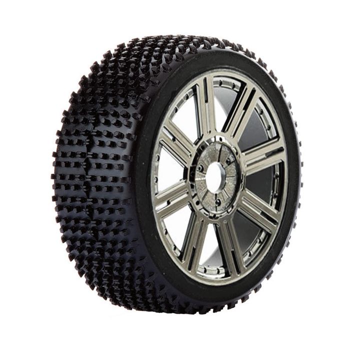 Fastrax 1:8th Cuboid Mounted On 8-Spoke Black Chrome (Pr) (FAST1020BC)