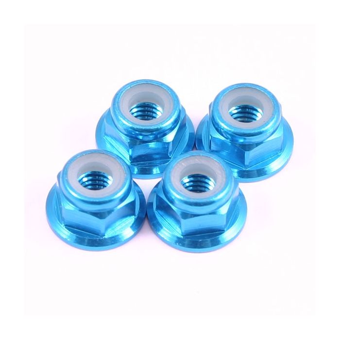 Fastrax M4 Blue Flanged Locknuts 4Pcs