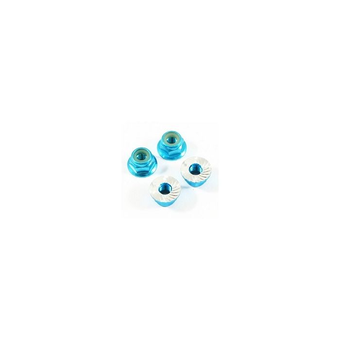 Fastrax M4 Blue Serrated Locknuts 4pcs Fastrax M4 Blue Serrated Locknuts 4pcs