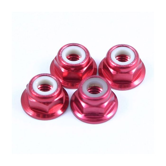 Fastrax M4 Red Flanged Locknuts 4Pcs Fastrax M4 Red Flanged Locknuts 4Pcs