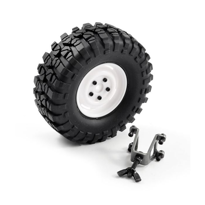 FTX Outback Spare Tyre Mount & Tyre/Steel Look Lug Wheel White (FTX8250W) FTX Outback Spare Tyre Mount & Tyre/Steel Look Lug Wheel White (FTX8250W)