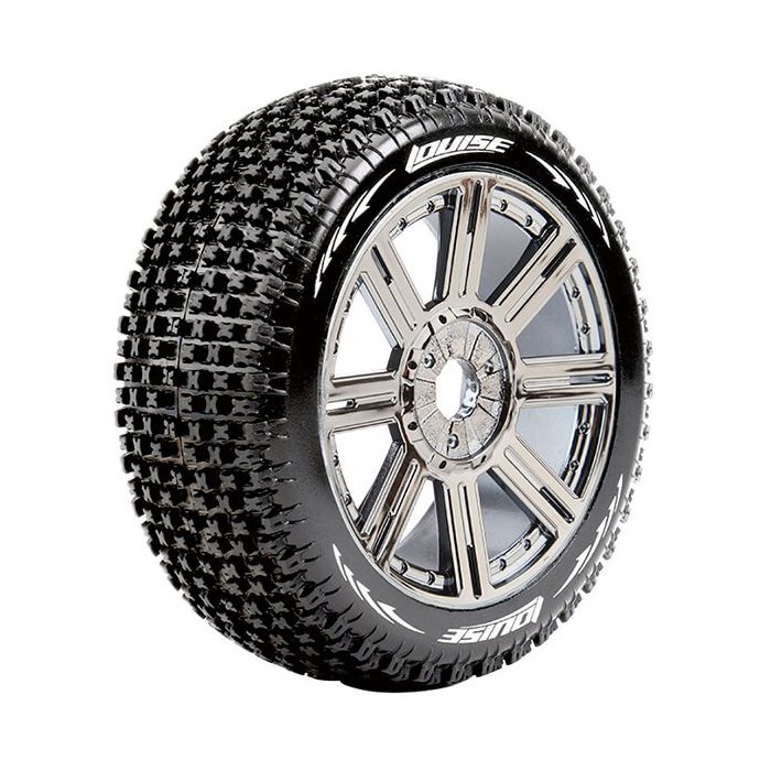 Louise RC B-Pirate 1:8 Fr/Rr Soft Hex 17mm Spoke Black Chrome (L-T3126SBC)